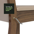 Juego de Comedor Eloá Mesa Rectangular Tapa de Vidrio con 4 Sillas Marrón/Crema/Beige Madesa