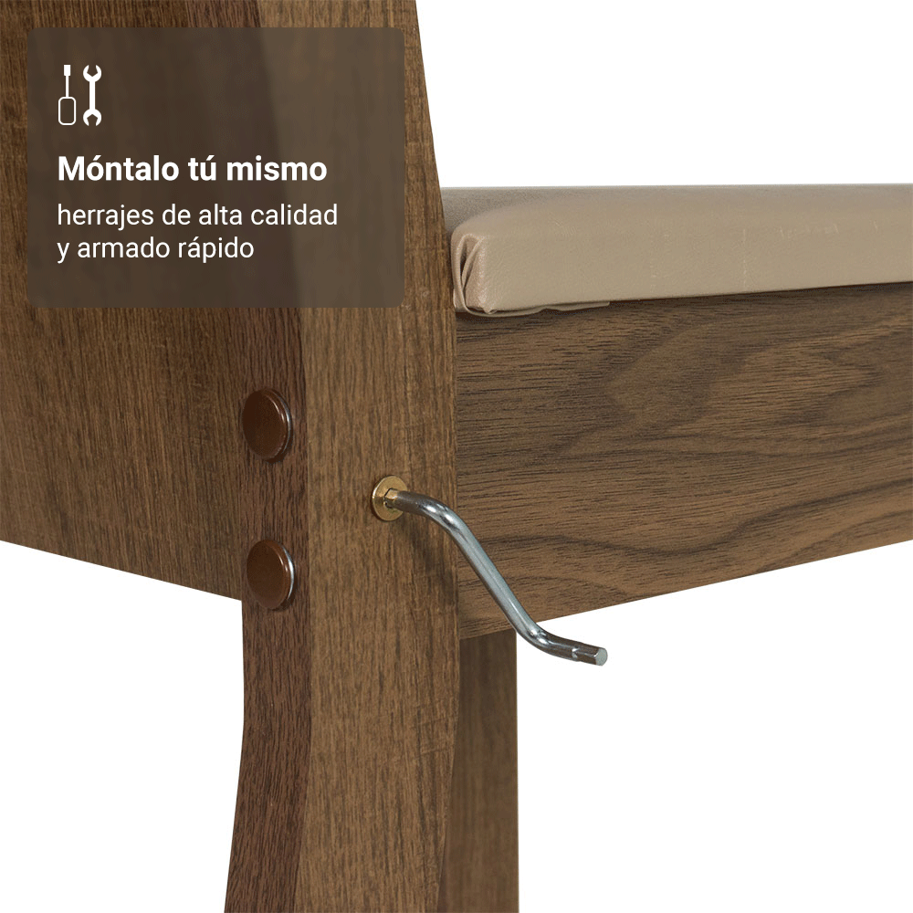 Juego de Comedor Mesa con Tapa de Madera 4 Sillas Marrón/Crema/Sintético Beige Madesa