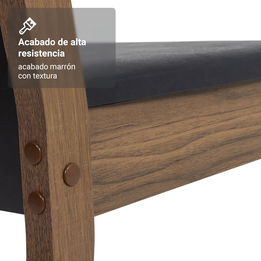 Juego de Comedor Mesa Tapa de Vidrio 6 Sillas Marrón/Negro Yolanda Madesa