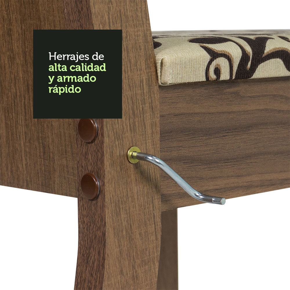 Juego de Comedor Mesa Tapa de Vidrio 6 Sillas Marrón/Tapizado Beige Marrón Isla Madesa