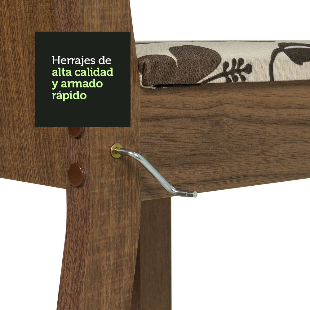 Juego de Comedor Mesa Tapa de Vidrio 6 Sillas Marrón/Hibiscos Isla Madesa