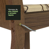 Juego de Comedor Mesa Tapa de Vidrio 6 Sillas Marrón/Lirio Beige Isla Madesa
