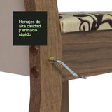 Juego de Comedor Mesa Tapa de Vidrio 6 Sillas Marrón/Crema/Tapizado Beige Marrón Heloísa Madesa