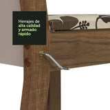 Juego de Comedor Mesa Tapa de Vidrio 6 Sillas Marrón/Crema/Hibiscos Heloísa Madesa