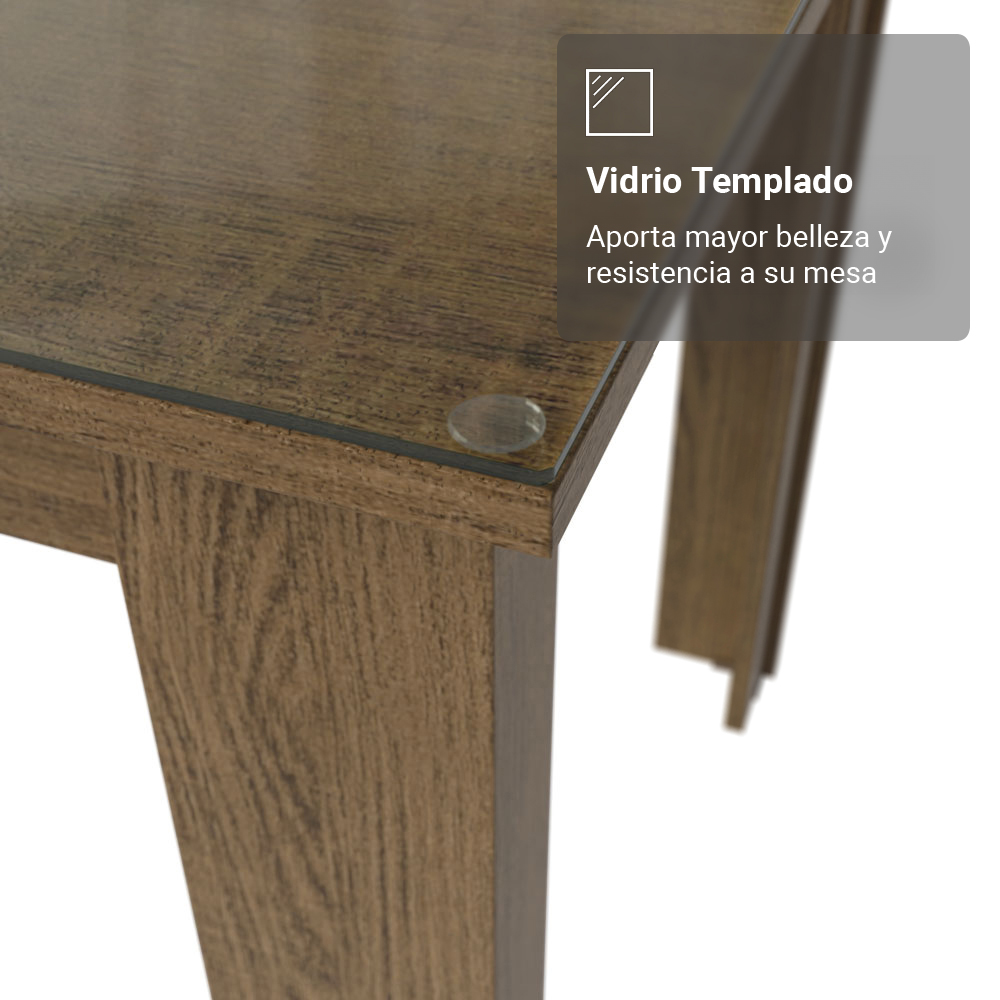 Juego de Comedor con Mesa de Tapa de Vidrio y 6 Sillas Marrón/Oxford Odara Madesa