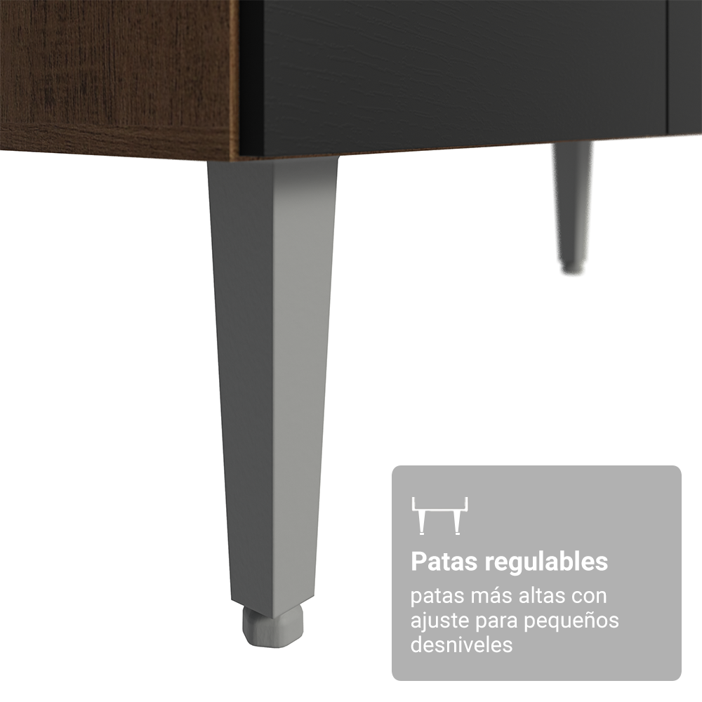 Gabinete Aparador Vajillero 3 Puertas Madesa Color Marrón/Negro
