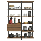 Estante Multiuso para Cocina 129 cm 2 Cajones Marrón/Negro Madesa
