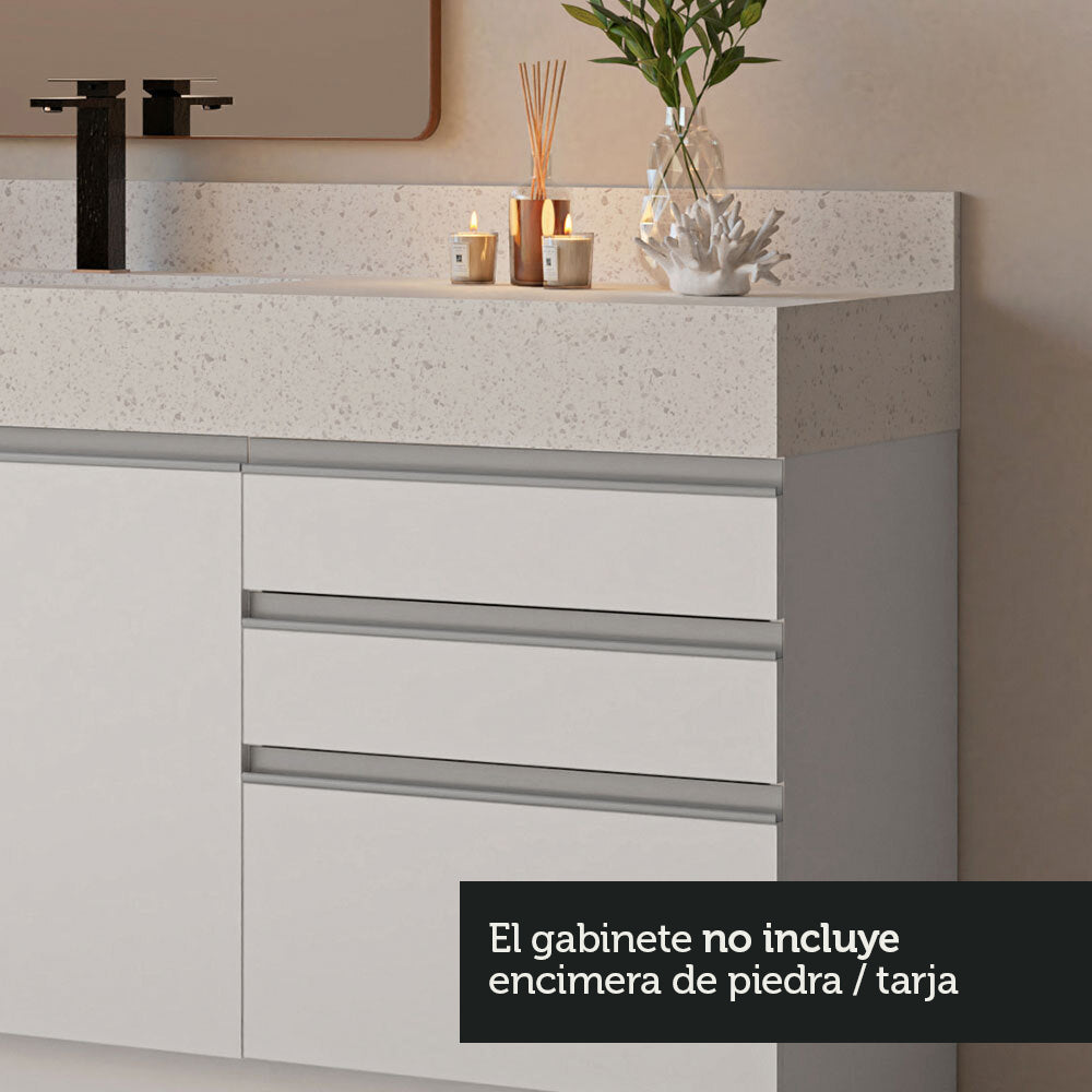 Bajo Mesada para Baño 180 cm 3 Puetas 3 Cajones Blanco Madesa