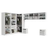 Dormitorio Completo Matrimonial de Esquina 610 cm Mesa de Luz Neo Blanco