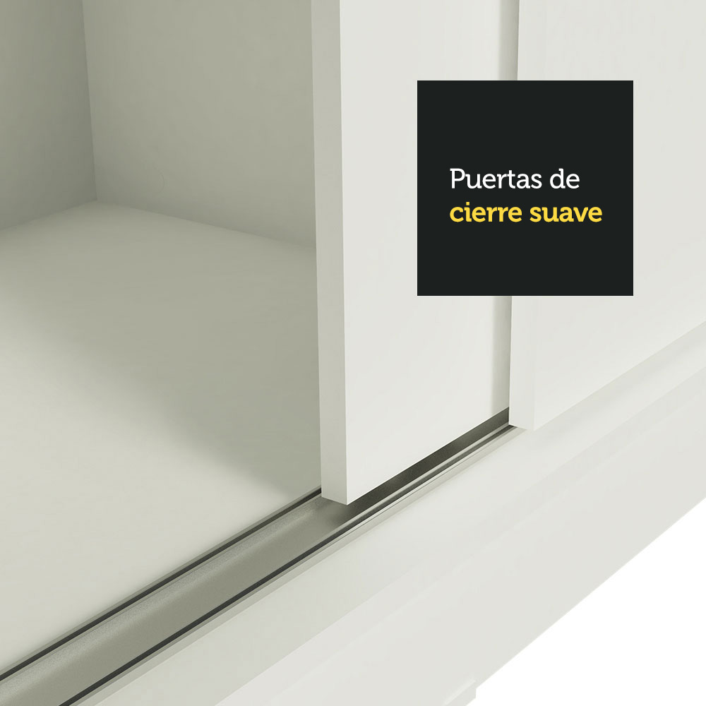 Placard Matrimonial con 3 Puertas Correderas y Espejo, Blanco Orión