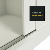Placard Matrimonial con 3 Puertas Correderas y Espejo, Blanco Orión