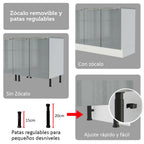 Combo completo de Cocina 270 cm con Cristalero 9 Puertas 3 Cajones Blanco/Gris Lux Madesa