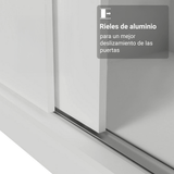 Placard individual Madesa Luke 2 Puertas corredizas de Espejo Blanco