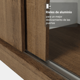 Placard Soltero Luke 120 cm 2 Puertas Corredizas 2 Cajones con Patas Madera Marrón Madesa
