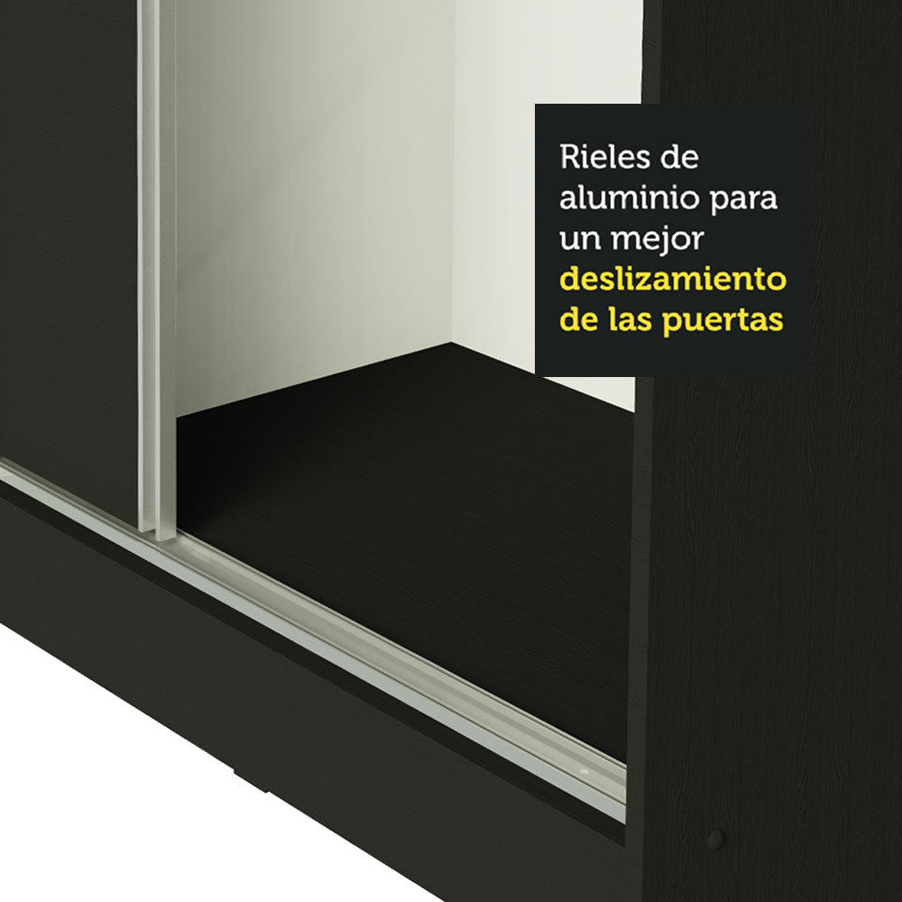 Placard Matrimonial 100% MDF Royale 3 Puertas Corredizas con Espejo Negro