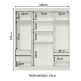Ropero Placard Madesa Napoli 3 Puertas Blanco