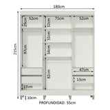 Ropero Placard Madesa Veneza 3 Puertas 1 Espejo y Patas Blanco