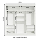 Placard Matrimonial Reno 3 Puertas Corredizas 1 con Espejo - Blanco