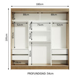 Placard Matrimonial Reno 3 Puertas Corredizas 1 con Espejo - Marrón/Blanco