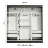 Placard Ropero Casal Madesa Reno 3 Puertas Corredizas Negro/Gris