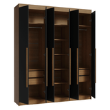Clóset Matrimonial Venus 6 Puertas Batientes Marrón/Negro