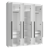 Clóset Matrimonial Venus 6 Puertas Batientes Blanco/Blanco/Negro