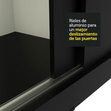 Placard Ropero Casal Madesa Istambul 3 Puertas Corredizas de Espejo 3 Cajones Negro