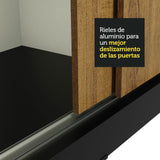 Placard Ropero Casal Madesa Istambul 3 Puertas Corredizas con Espejo 3 Cajones Negro/Marrón