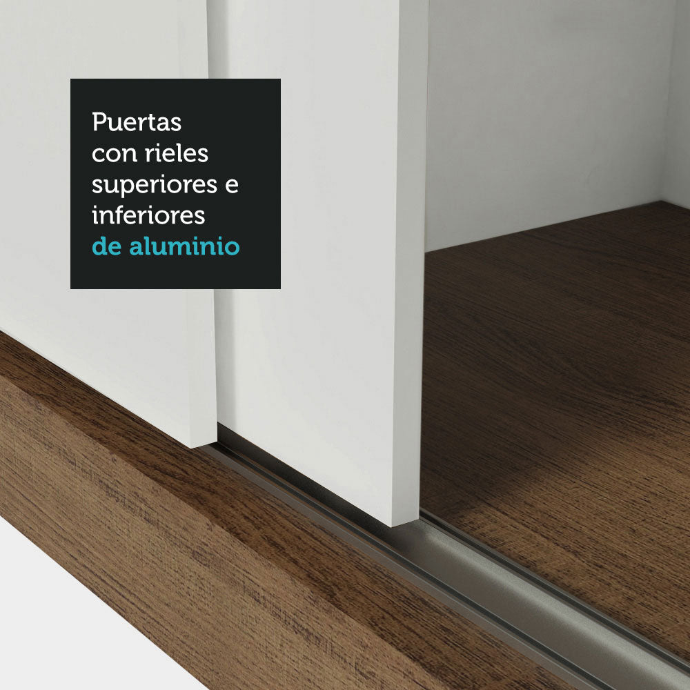 Placard Matrimonial 3 Puertas Corredizas con Espejos Marrón/Blanco Nobre