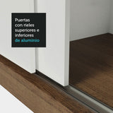 Placard Matrimonial 3 Puertas Corredizas con Espejos Marrón/Blanco Nobre