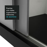 Placard Matrimonial 3 Puertas Corredizas 2 Cajones Negro/Gris Sublime