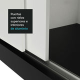 Placard 2 Puertas Corredizas con Espejo Negro/Blanco Milano
