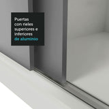 Placard Soltero 2 Puertas Corredizas Blanco/Gris Milano