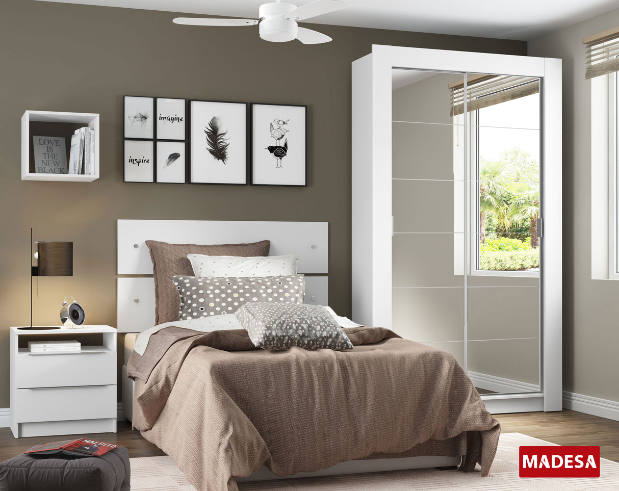 Mesa de Luz 3227 2 Cajones Blanco