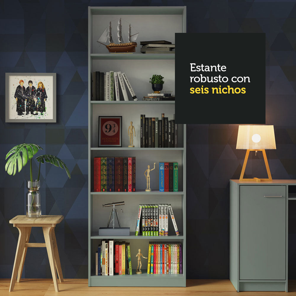 Biblioteca Organizador Madesa 6908 con 6 Nichos Gris