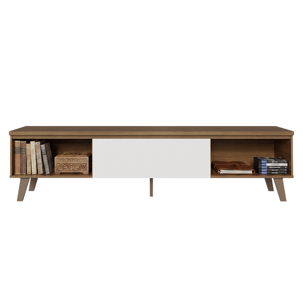 Rack para TV hasta 75 Pulgadas 180 cm 2 Puertas 1 Cajón Marrón/Blanco Dune Madesa