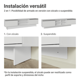 Rack para TV hasta 80 Pulgadas 218 cm 2 Puertas Blanco Glamy Madesa
