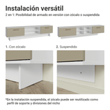 Rack Flotante para TV hasta 80 Pulgadas 218 cm 2 Puertas Blanco/Crema Agata Madesa