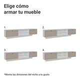 Rack Flotante para TV hasta 80 Pulgadas 218 cm 2 Puertas Blanco/Crema Vik Madesa