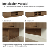 Rack Flotante para TV hasta 80 Pulgadas 218 cm 2 Puertas Marrón Stella Madesa