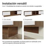Rack para TV hasta 80 Pulgadas 218 cm 2 Puertas Marrón/Blanco Stella Madesa