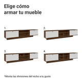 Rack Flotante para TV hasta 80 Pulgadas 218 cm 2 Puertas Marrón/Blanco Vik Madesa