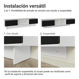 Rack para TV hasta 80 Pulgadas 218 cm 2 Puertas Blanco/Negro Glamy Madesa