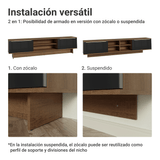 Rack para TV hasta 80 Pulgadas 218 cm 2 Puertas Marrón/Negro Lux Madesa