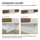 Rack para TV hasta 80 Pulgadas 218 cm 2 Puertas Blanco/Marrón Glamy Madesa