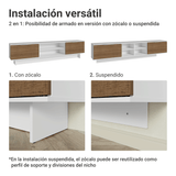 Rack Flotante para TV hasta 80 Pulgadas 218 cm 2 Puertas Blanco/Marrón Stella Madesa