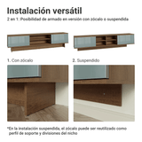 Rack para TV hasta 80 Pulgadas 218 cm 2 Puertas Marrón/Gris Lux Madesa