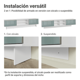 Rack Flotante para TV hasta 80 Pulgadas 218 cm 2 Puertas Blanco/Gris Lux Madesa
