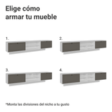 Rack Flotante para TV hasta 80 Pulgadas 218 cm 2 Puertas Blanco/Gris Vik Madesa