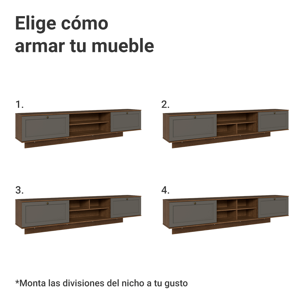 Rack Flotante para TV hasta 80 Pulgadas 218 cm 2 Puertas Marrón/Gris Vik Madesa